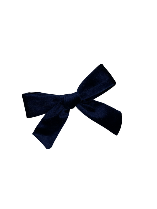 Long Velvet Navy Bow