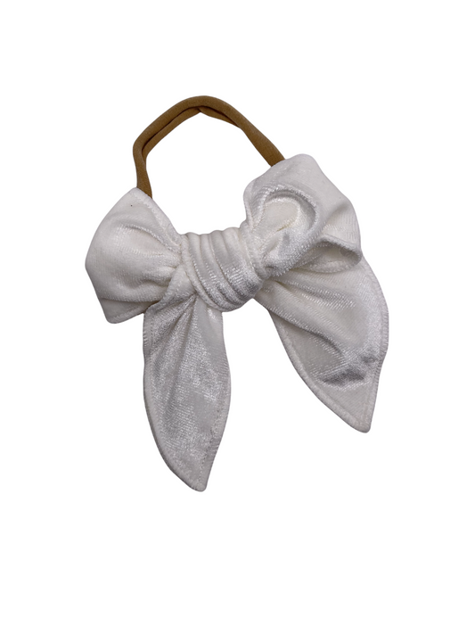 Velvet Edge White Bow