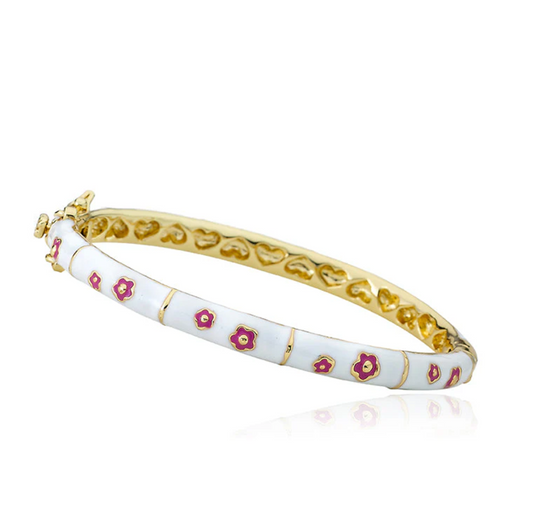 Little Bangles - White & Double Hot Pink Flowers