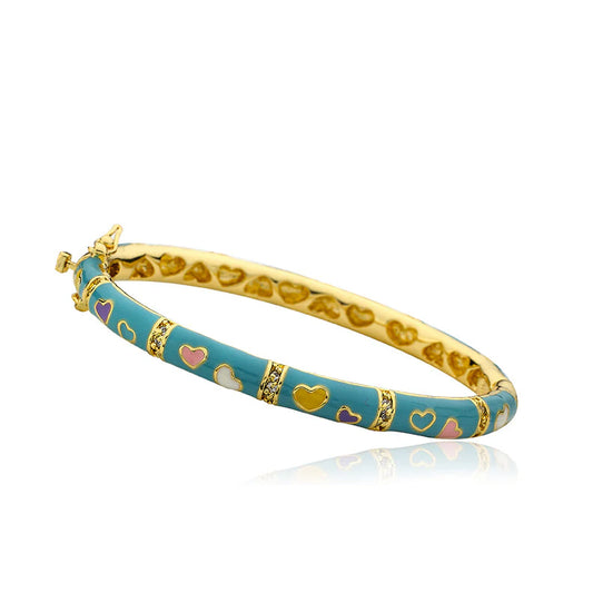 Little Bangles - Turquoise Bangle With Double Hearts