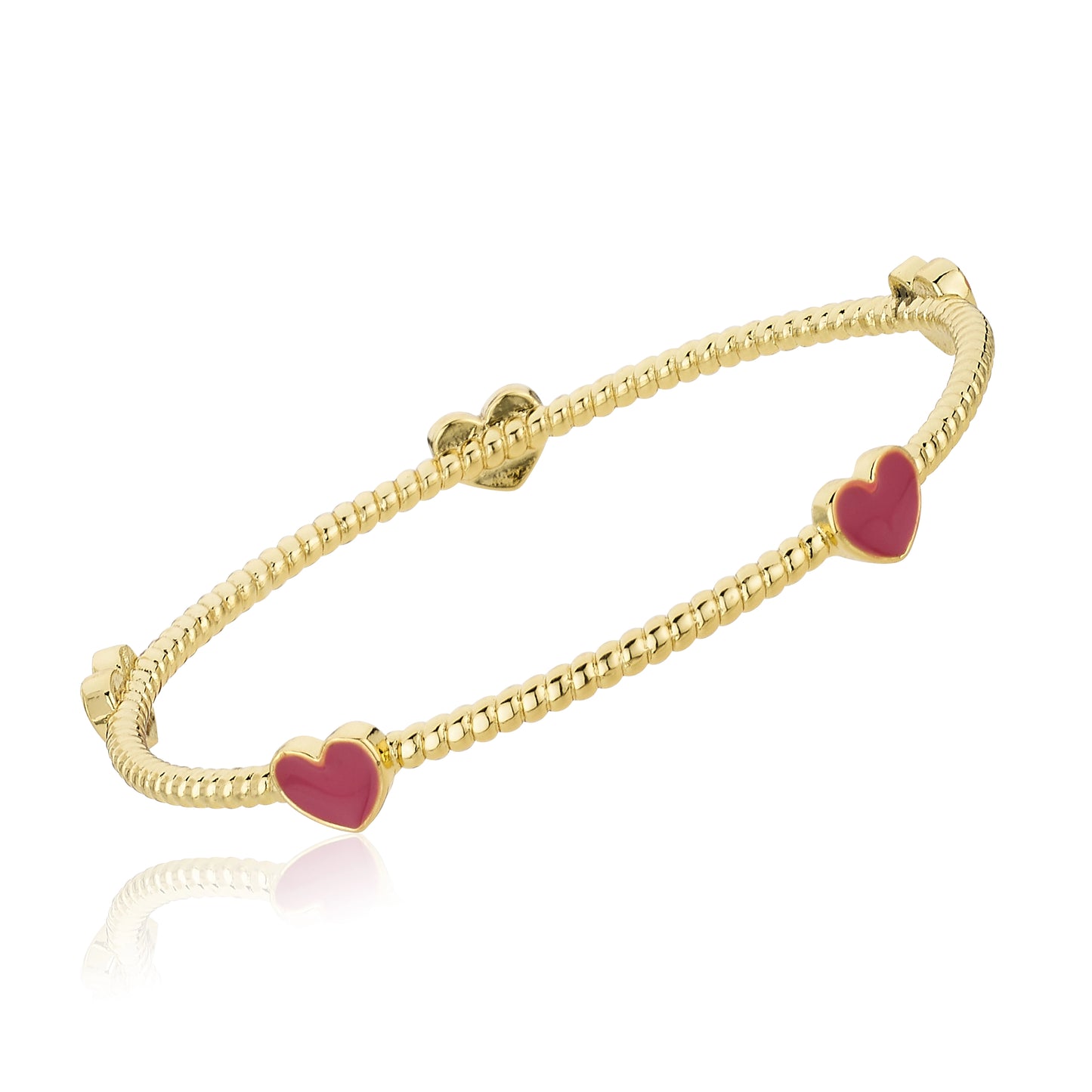 Little Bangles - Gold Rope & Pink Hearts