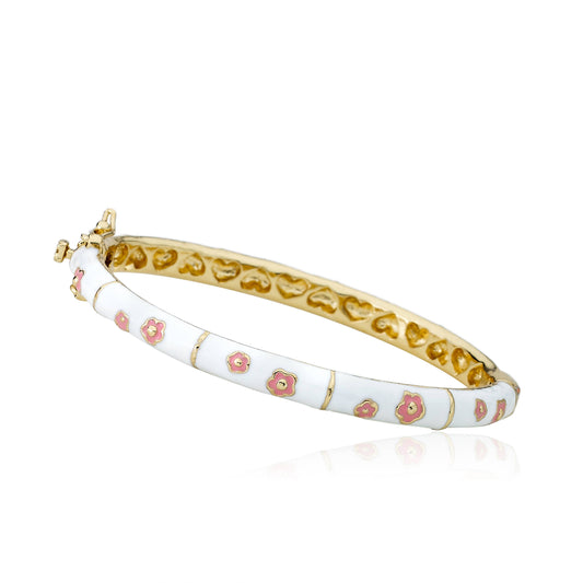 Little Bangles - White & Double Baby Pink Flowers