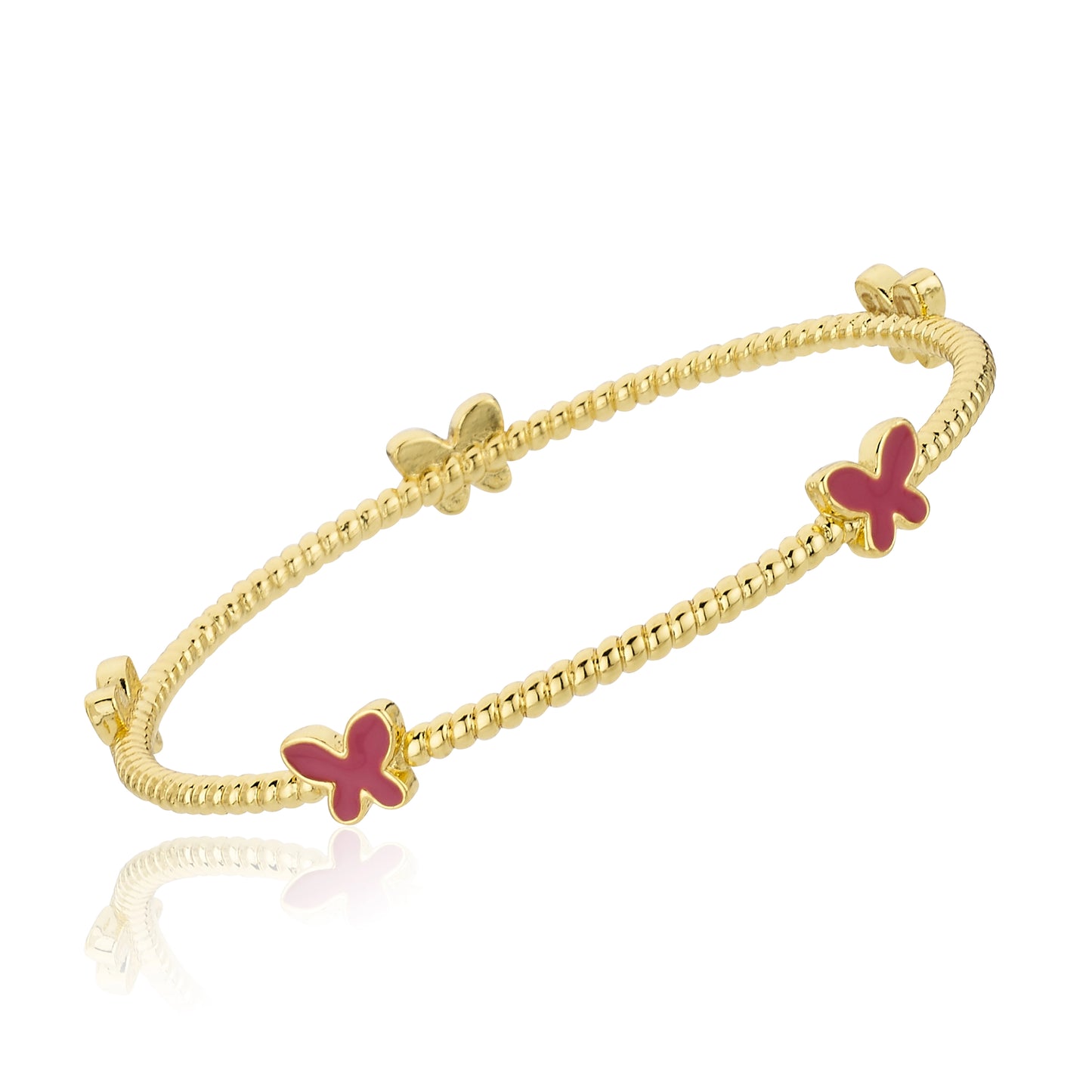 Little Bangles - Gold Rope with Pink Butterflies